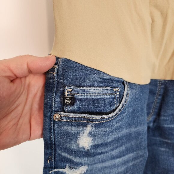 Adriano Goldschmied Secret Fit Over Belly Skinny‎ Mid Wash Distressed Jeans 25 - Picture 3 of 11